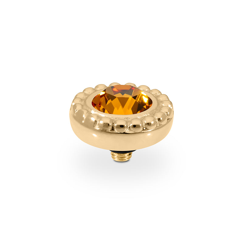 QUDO INTERCHANGEABLE GHIARE TOP 11MM - TOPAZ CRYSTAL - GOLD PLATED