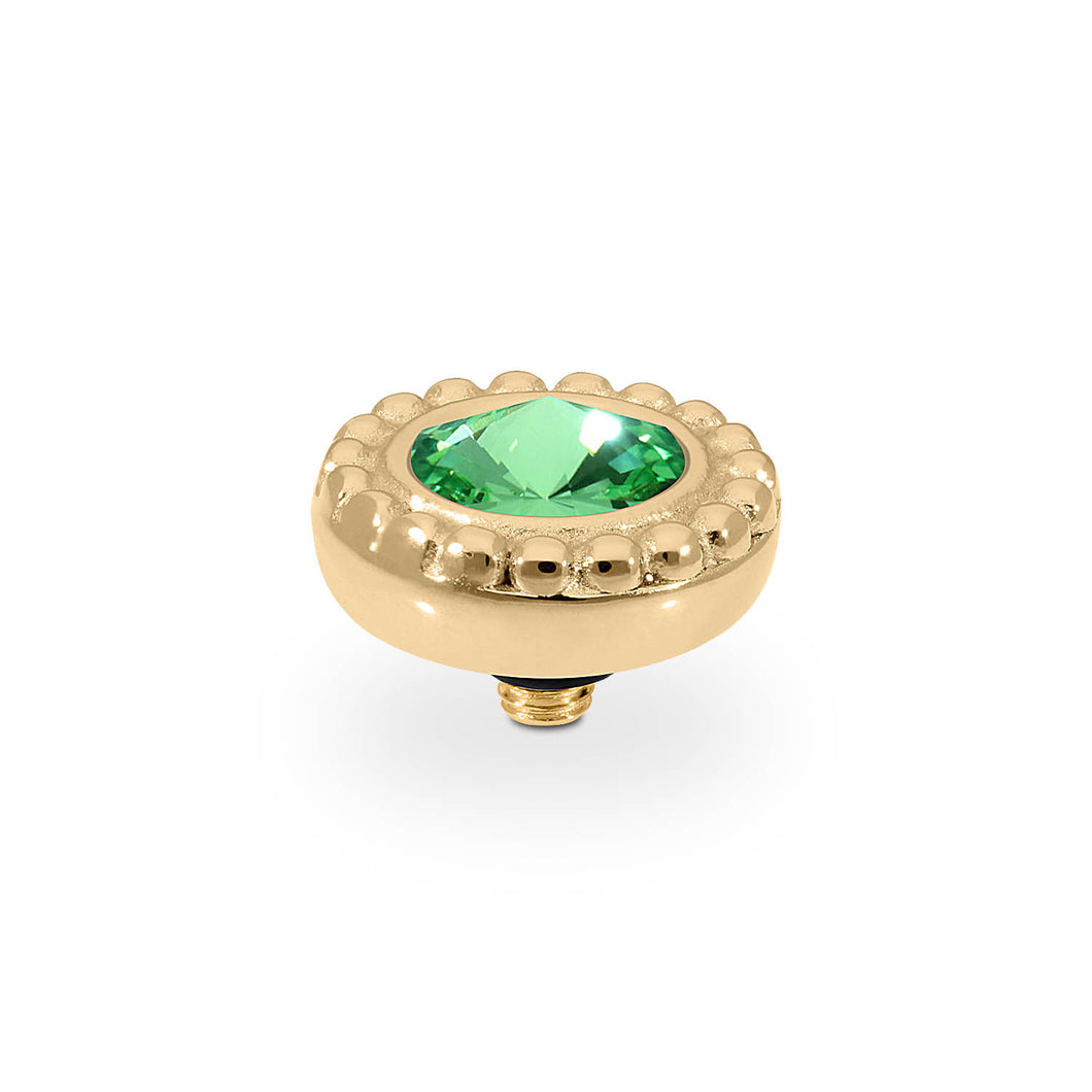 QUDO INTERCHANGEABLE GHIARE TOP 11MM - PERIDOT CRYSTAL - GOLD PLATED