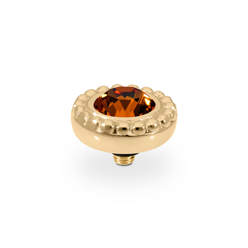 QUDO INTERCHANGEABLE GHIARE TOP 11MM - SMOKED TOPAZ CRYSTAL - GOLD PLATED