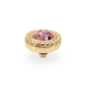 QUDO INTERCHANGEABLE GHIARE TOP 11MM - LIGHT ROSE CRYSTAL - GOLD PLATED