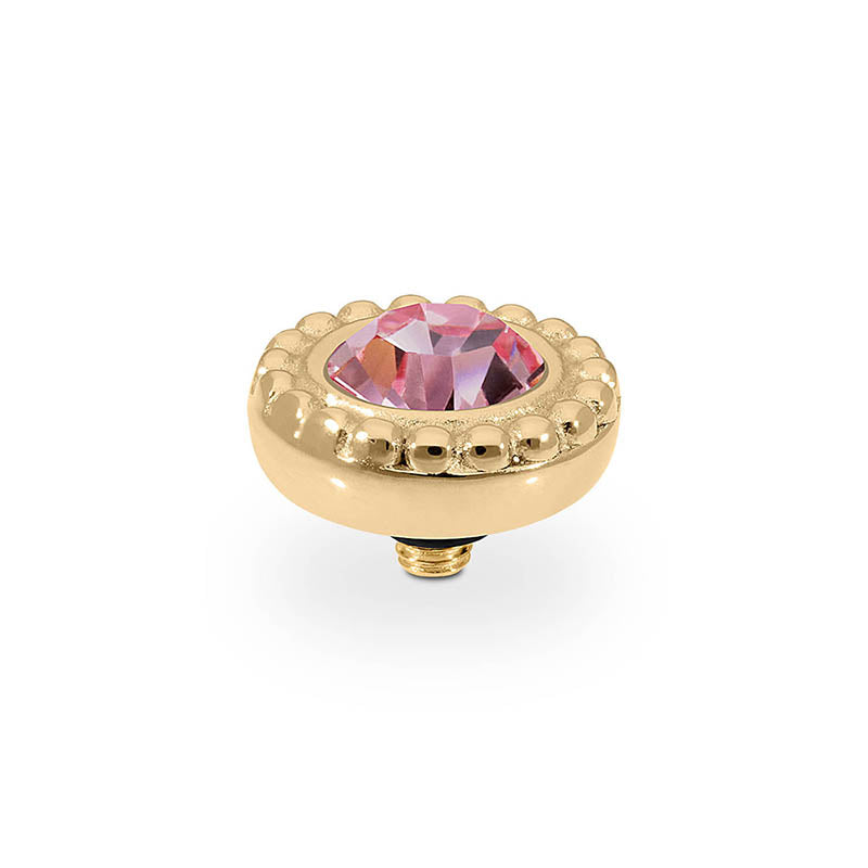 QUDO INTERCHANGEABLE GHIARE TOP 11MM - LIGHT ROSE CRYSTAL - GOLD PLATED