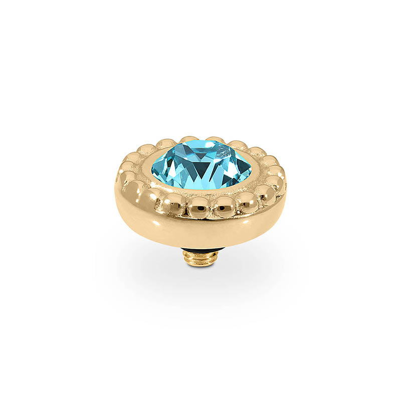 QUDO INTERCHANGEABLE GHIARE TOP 11MM - LIGHT TURQUOISE CRYSTAL - GOLD PLATED