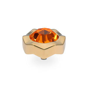 QUDO INTERCHANGEABLE NEMOLI TOP 13MM - SUN ORANGE CRYSTAL - GOLD PLATED