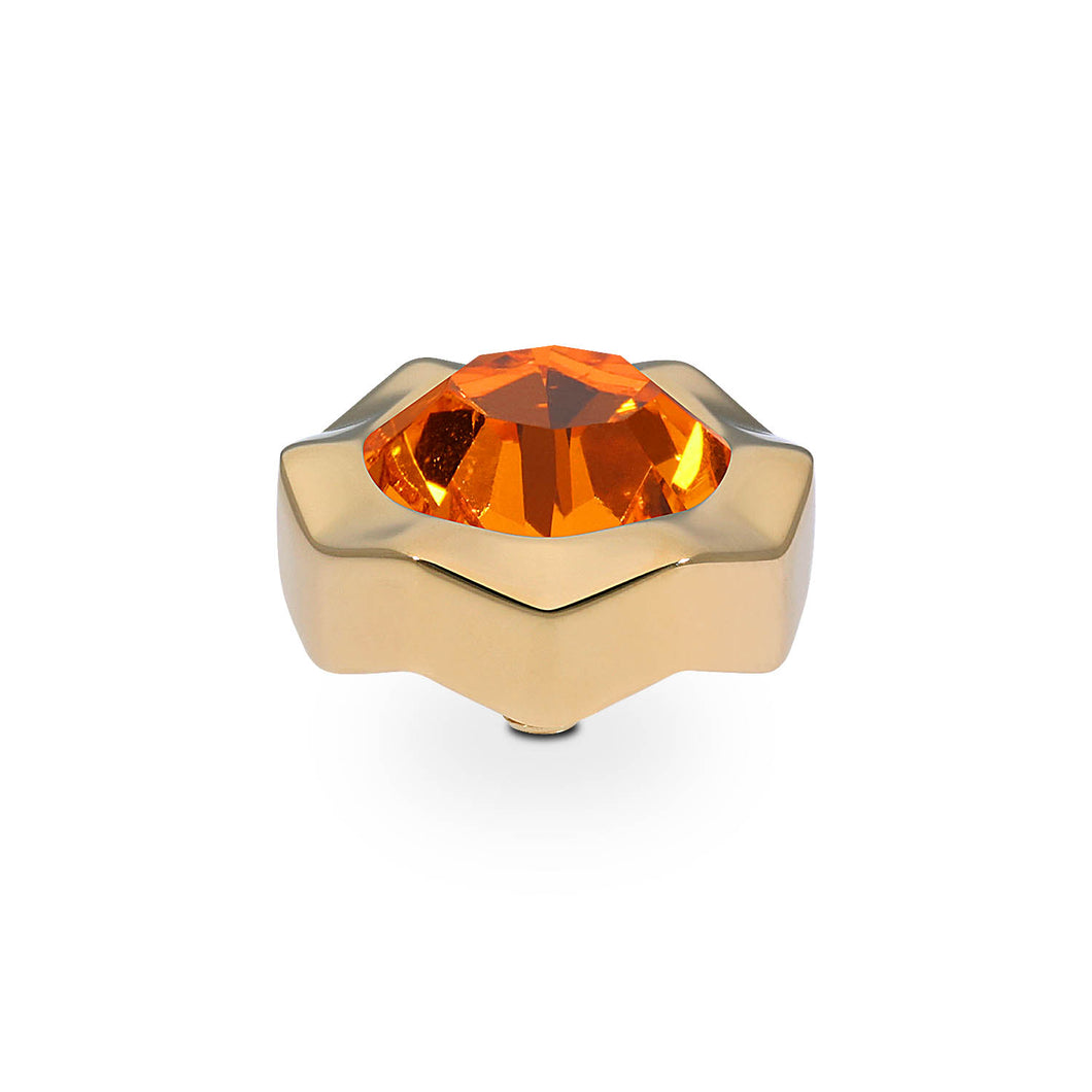 QUDO INTERCHANGEABLE NEMOLI TOP 13MM - SUN ORANGE CRYSTAL - GOLD PLATED