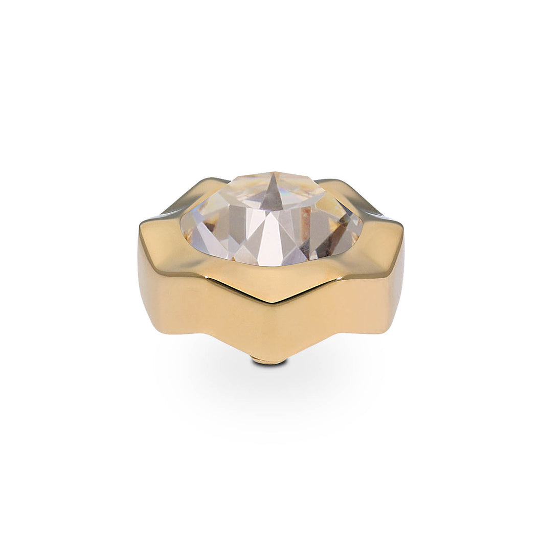 QUDO INTERCHANGEABLE NEMOLI TOP 13MM - SILK PINK CRYSTAL - GOLD PLATED