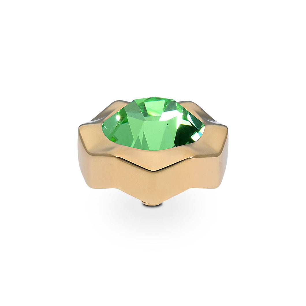 QUDO INTERCHANGEABLE NEMOLI TOP 13MM - PERIDOT CRYSTAL - GOLD PLATED