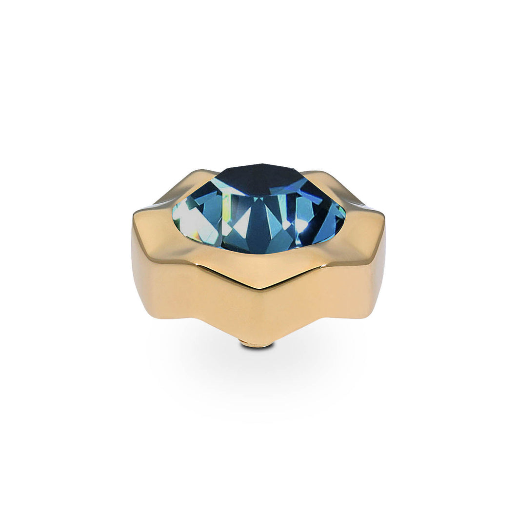 QUDO INTERCHANGEABLE NEMOLI TOP 13MM - MONTANA CRYSTAL - GOLD PLATED