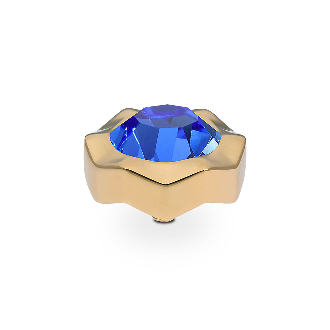 QUDO INTERCHANGEABLE NEMOLI TOP 13MM - SAPPHIRE CRYSTAL - GOLD PLATED
