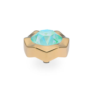 QUDO INTERCHANGEABLE NEMOLI TOP 13MM - SILKY SAGE DELITE CRYSTAL - GOLD PLATED
