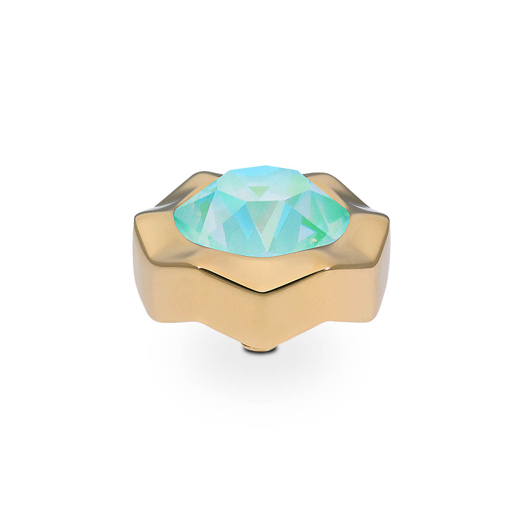 QUDO INTERCHANGEABLE NEMOLI TOP 13MM - SILKY SAGE DELITE CRYSTAL - GOLD PLATED