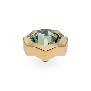 QUDO INTERCHANGEABLE NEMOLI TOP 13MM - BLACK DIAMOND CRYSTAL - GOLD PLATED