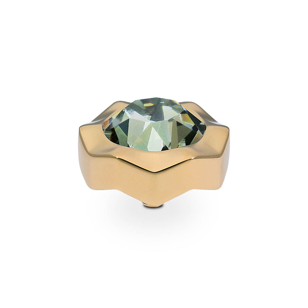 QUDO INTERCHANGEABLE NEMOLI TOP 13MM - BLACK DIAMOND CRYSTAL - GOLD PLATED