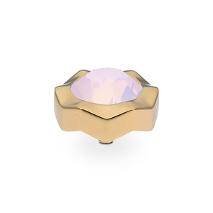 QUDO INTERCHANGEABLE NEMOLI TOP 13MM - ROSE OPAL CRYSTAL - GOLD PLATED