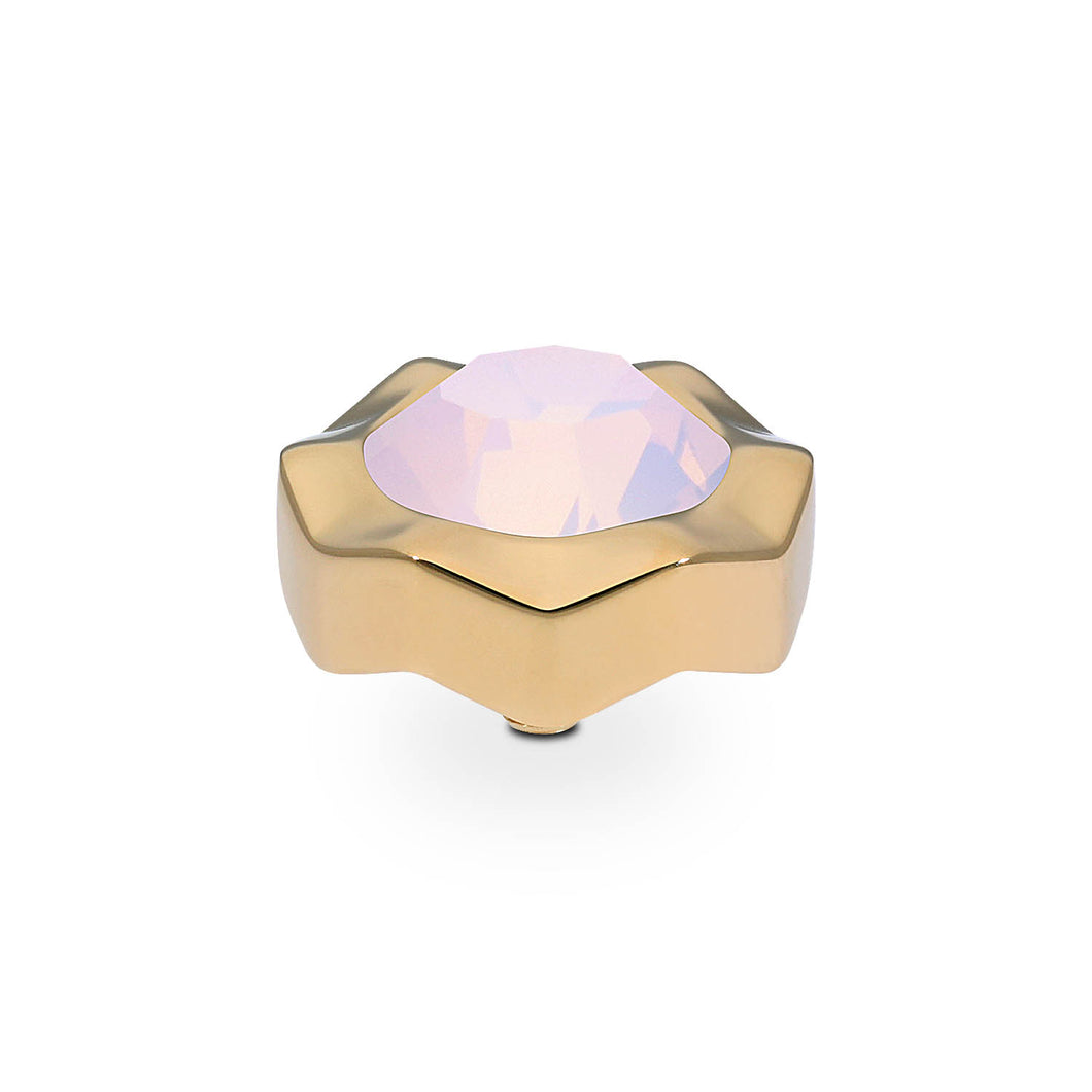 QUDO INTERCHANGEABLE NEMOLI TOP 13MM - ROSE OPAL CRYSTAL - GOLD PLATED