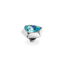 Load image into Gallery viewer, QUDO INTERCHANGEABLE TRIANGOLO TOP 10MM - AQUAMARINE CRYSTAL - STAINLESS STEEL
