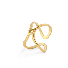 Load image into Gallery viewer, QUDO INTERCHANGEABLE BASE RING ONDA ADJUSTABLE - GOLD PLATED
