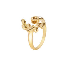 Load image into Gallery viewer, QUDO INTERCHANGEABLE BASE RING FLORALE ADJUSTABLE - GOLD PLATED
