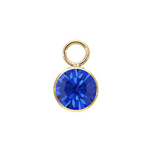Load image into Gallery viewer, QUDO INTERCHANGEABLE BOTTONE CHARM - SAPPHIRE - GOLD PLATED
