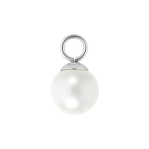 QUDO INTERCHANGEABLE COVILE CHARM - WHITE CRYSTAL PEARL - STAINLESS STEEL