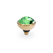 Load image into Gallery viewer, QUDO INTERCHANGEABLE BOTTONE TOP 10MM - PERIDOT EUROPEAN CRYSTAL - GOLD PLATED
