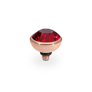 QUDO INTERCHANGEABLE BOTTONE TOP 10MM - RUBY EUROPEAN CRYSTAL - ROSE GOLD PLATED