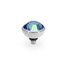 Load image into Gallery viewer, QUDO INTERCHANGEABLE BOTTONE TOP 10MM - BERMUDA BLUE EUROPEAN CRYSTAL - STAINLESS STEEL
