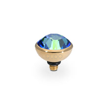 Load image into Gallery viewer, QUDO INTERCHANGEABLE BOTTONE TOP 10MM - BERMUDA BLUE EUROPEAN CRYSTAL - GOLD PLATED
