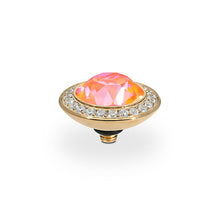 Load image into Gallery viewer, QUDO INTERCHANGEABLE TONDO DELUXE TOP 13MM - ORANGE GLOW DELITE CRYSTAL - GOLD PLATED
