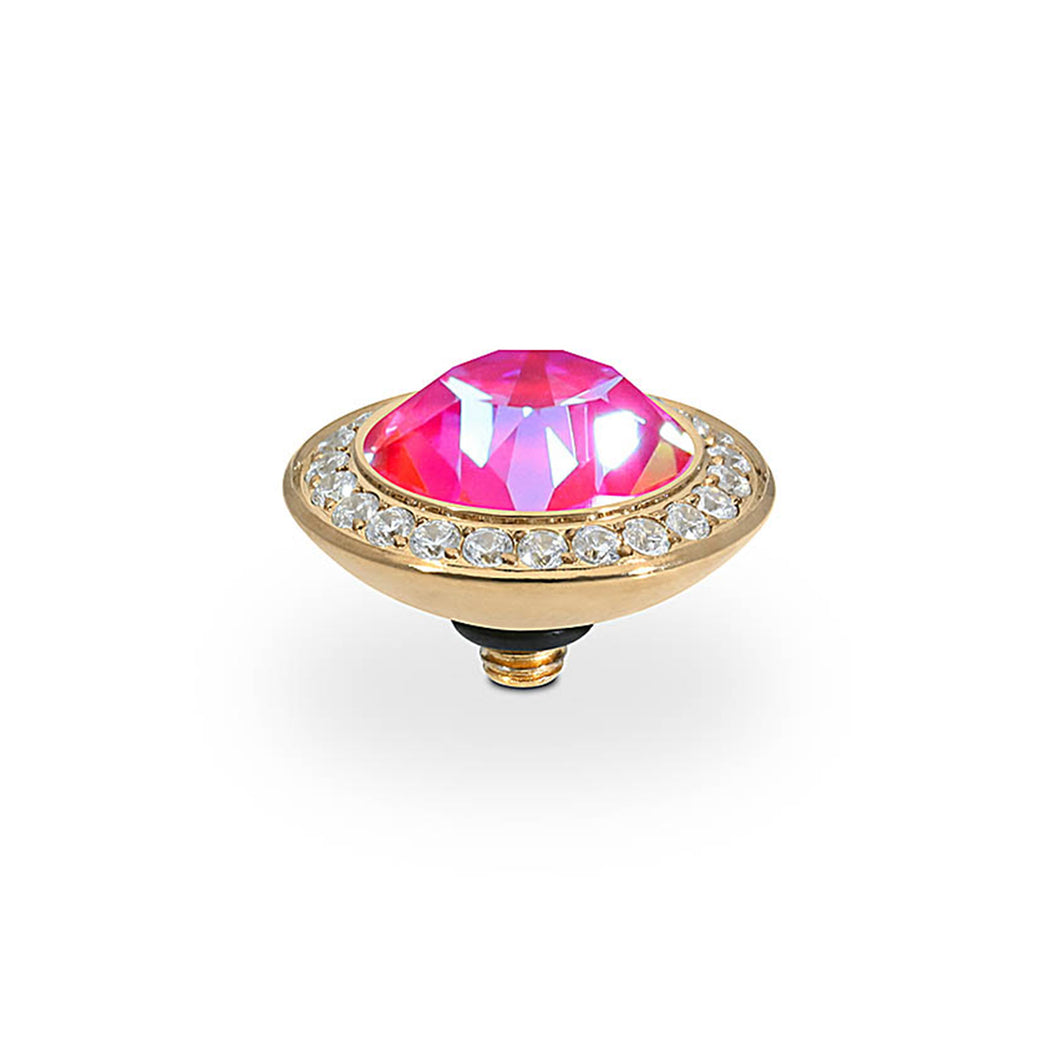 QUDO INTERCHANGEABLE TONDO DELUXE TOP 13MM - ROYAL RED DELITE CRYSTAL - GOLD PLATED
