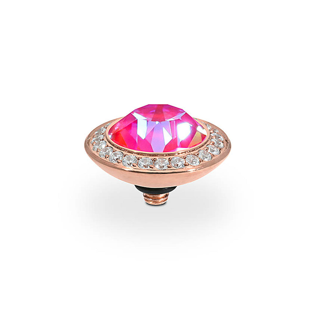 QUDO INTERCHANGEABLE TONDO DELUXE TOP 13MM - ROYAL RED DELITE CRYSTAL - ROSE GOLD PLATED