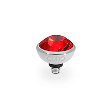Load image into Gallery viewer, QUDO INTERCHANGEABLE BOTTONE TOP 10MM - LIGHT SIAM RED CRYSTAL - STAINLESS STEEL

