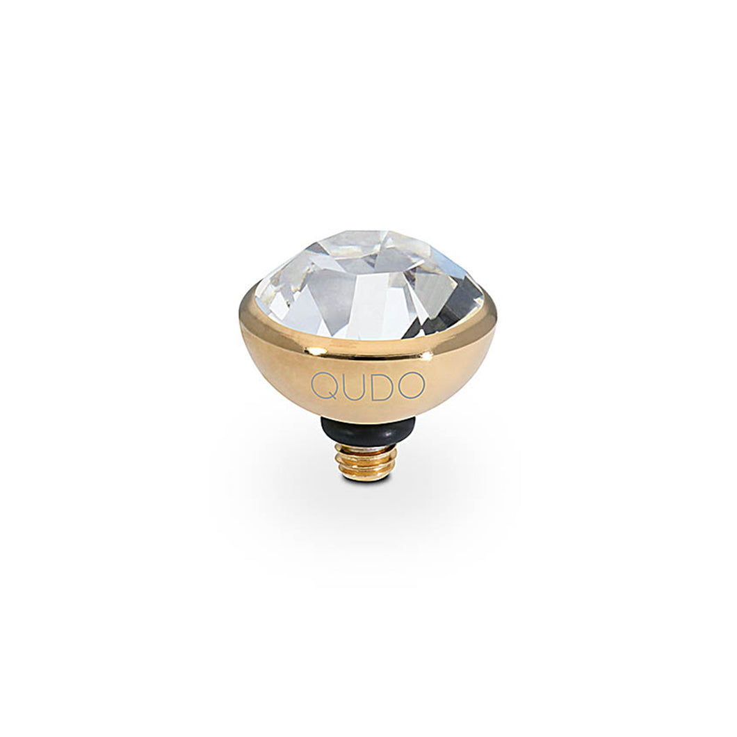 QUDO INTERCHANGEABLE BOTTONE TOP 10MM - CRYSTAL - GOLD PLATED