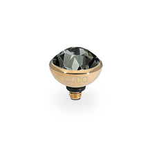 Load image into Gallery viewer, QUDO INTERCHANGEABLE BOTTONE TOP 10MM - BLACK DIAMOND EUROPEAN CRYSTAL - GOLD PLATED
