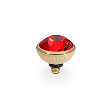 Load image into Gallery viewer, QUDO INTERCHANGEABLE BOTTONE TOP 10MM - LIGHT SIAM RED CRYSTAL - GOLD PLATED
