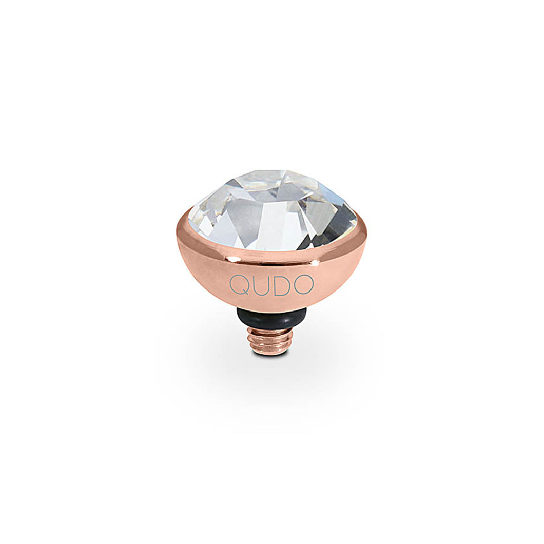 QUDO INTERCHANGEABLE BOTTONE TOP 10MM - CRYSTAL - ROSE GOLD PLATED