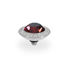 Load image into Gallery viewer, QUDO INTERCHANGEABLE TONDO DELUXE TOP 13MM - BURGUNDY CRYSTAL - STAINLESS STEEL
