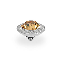 Load image into Gallery viewer, QUDO INTERCHANGEABLE TONDO DELUXE TOP 13MM - LIGHT COLORADO TOPAZ CRYSTAL - STAINLESS STEEL
