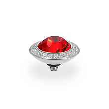 Load image into Gallery viewer, QUDO INTERCHANGEABLE TONDO DELUXE TOP 13MM - LIGHT SIAM RED CRYSTAL - STAINLESS STEEL
