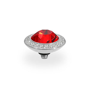 QUDO INTERCHANGEABLE TONDO DELUXE TOP 13MM - LIGHT SIAM RED CRYSTAL - STAINLESS STEEL