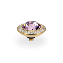 Load image into Gallery viewer, QUDO INTERCHANGEABLE TONDO DELUXE TOP 13MM - LIGHT AMETHYST EUROPEAN CRYSTAL - GOLD PLATED
