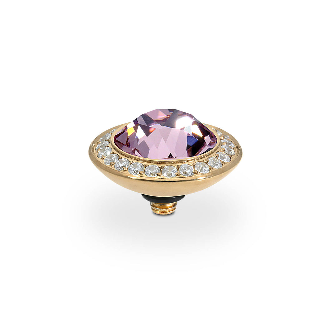 QUDO INTERCHANGEABLE TONDO DELUXE TOP 13MM - LIGHT AMETHYST EUROPEAN CRYSTAL - GOLD PLATED