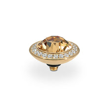 Load image into Gallery viewer, QUDO INTERCHANGEABLE TONDO DELUXE TOP 13MM - LIGHT COLORADO TOPAZ CRYSTAL - GOLD PLATED
