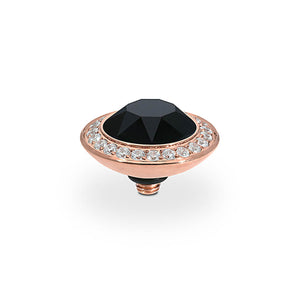 QUDO INTERCHANGEABLE TONDO DELUXE TOP 13MM - JET BLACK CRYSTAL - ROSE GOLD PLATED