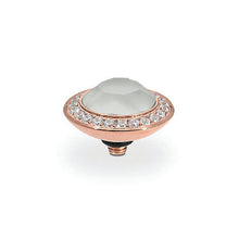 Load image into Gallery viewer, QUDO INTERCHANGEABLE TONDO DELUXE TOP 13MM - POWDER GREY EUROPEAN CRYSTAL - ROSE GOLD PLATED
