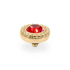 QUDO INTERCHANGEABLE GHIARE TOP 11MM - SCARLET CRYSTAL - GOLD PLATED