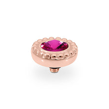 Load image into Gallery viewer, QUDO INTERCHANGEABLE GHIARE TOP 11MM - FUCHSIA CRYSTAL - ROSE GOLD PLATED
