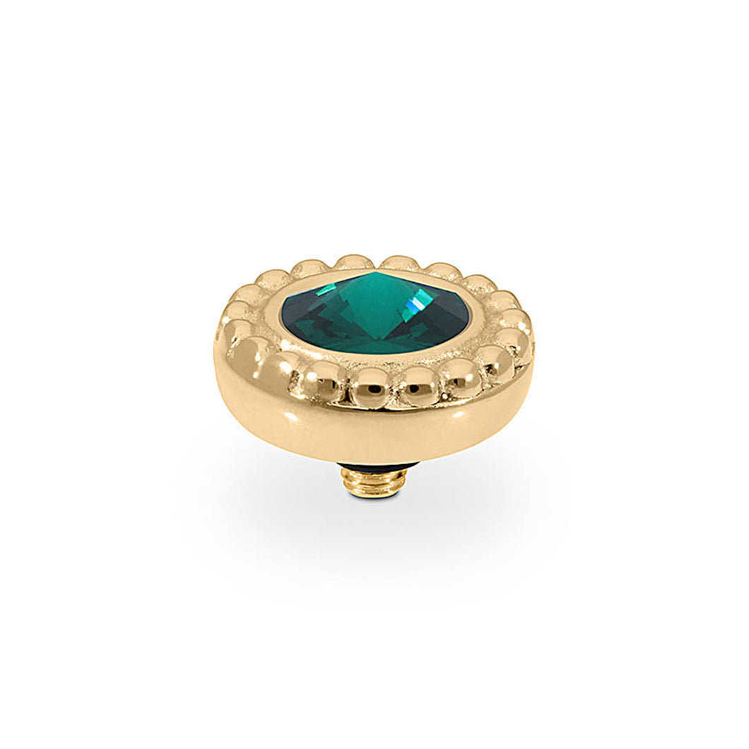 QUDO INTERCHANGEABLE GHIARE TOP 11MM - EMERALD CRYSTAL - GOLD PLATED