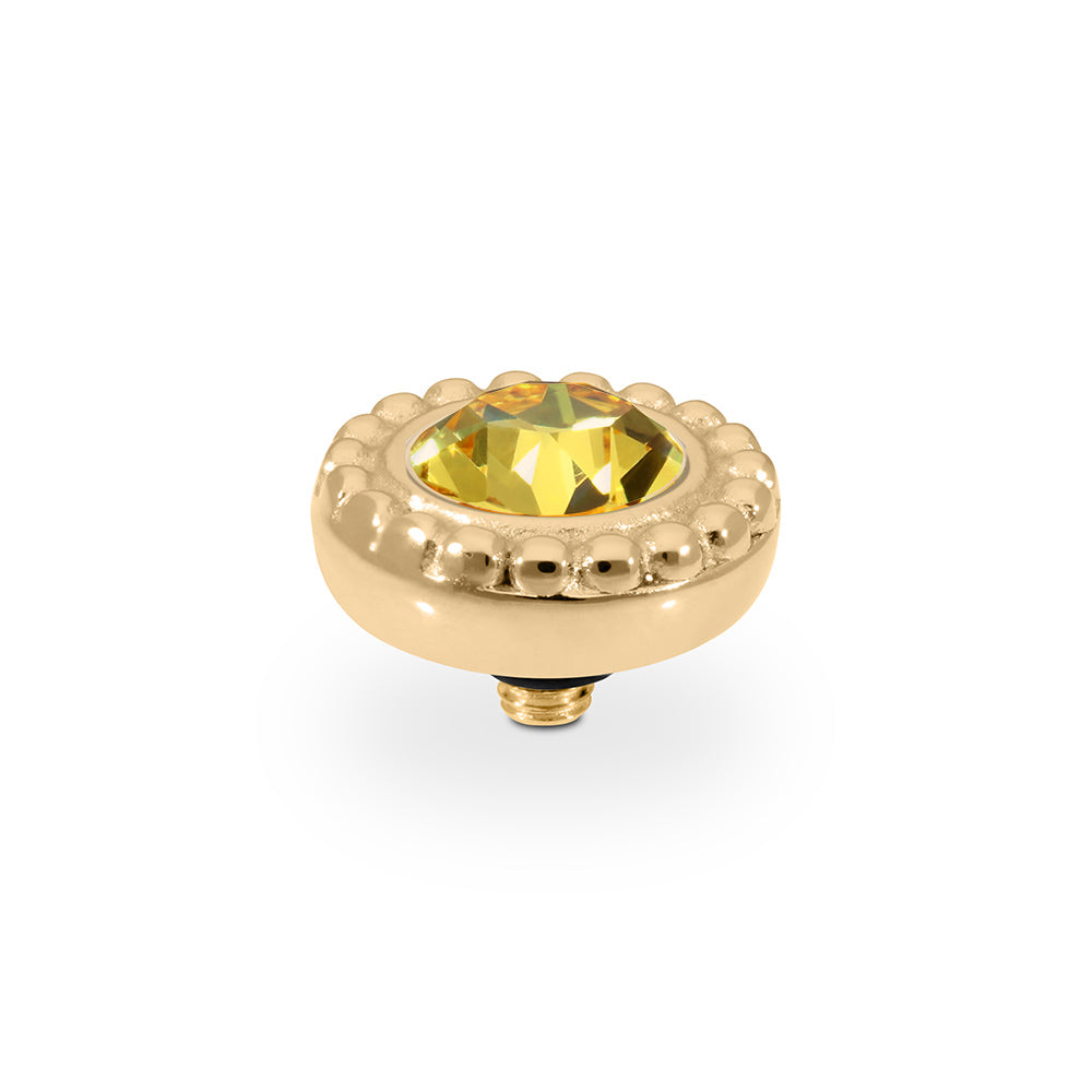 QUDO INTERCHANGEABLE GHIARE TOP 11MM - LIGHT TOPAZ CRYSTAL - GOLD PLATED