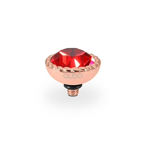 QUDO INTERCHANGEABLE BOCCONI TOP 11MM - SCARLET CRYSTAL - ROSE GOLD PLATED