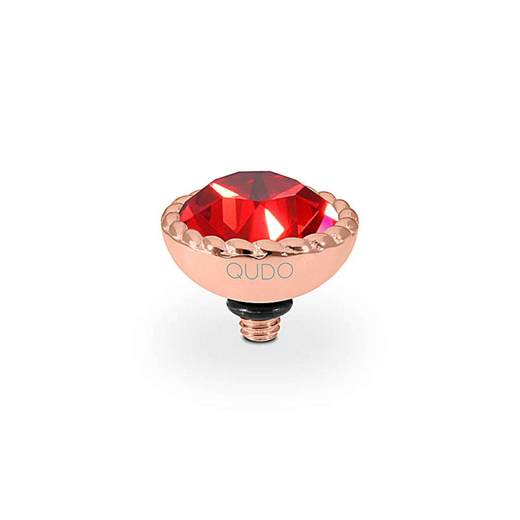 QUDO INTERCHANGEABLE BOCCONI TOP 11MM - SCARLET CRYSTAL - ROSE GOLD PLATED